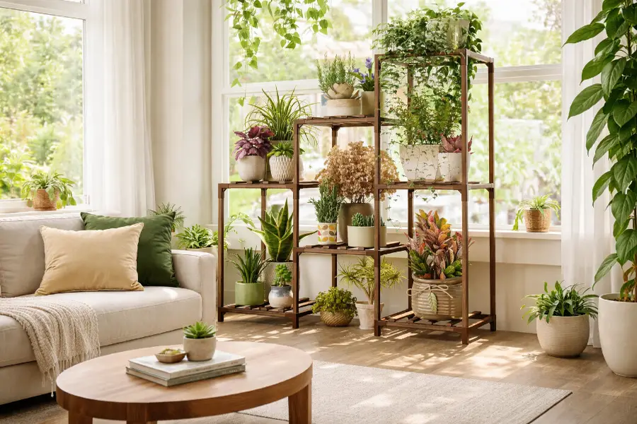 Plant Shelf Ideas for Living Rooms (Living Room Plant Shelf Decor Ideas)