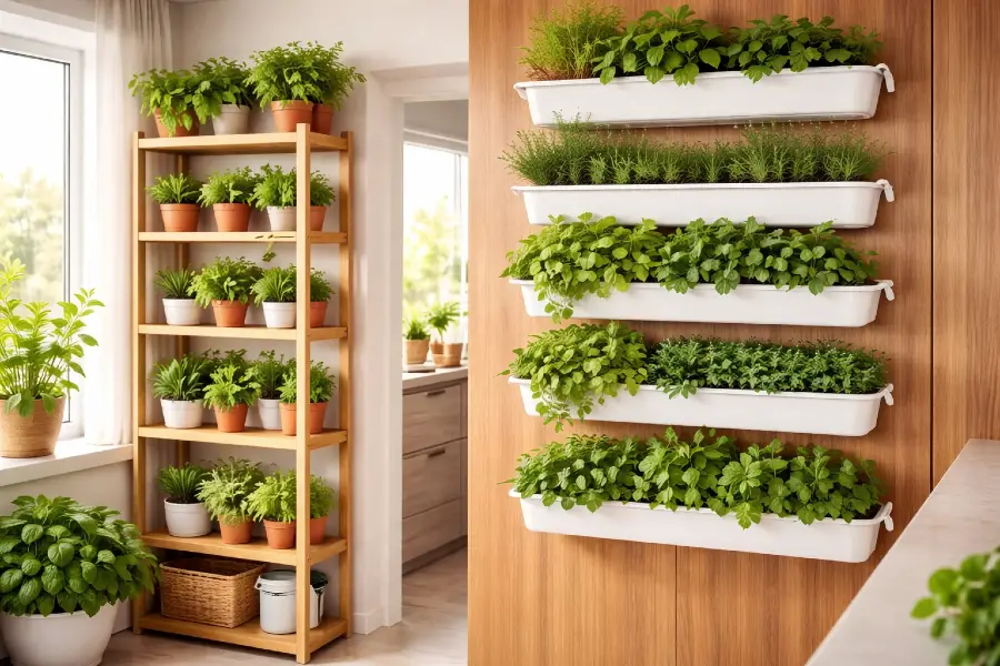 Vertical Indoor Herb Garden Ideas (Wall, Shelf & Hanging Herb Gardens)