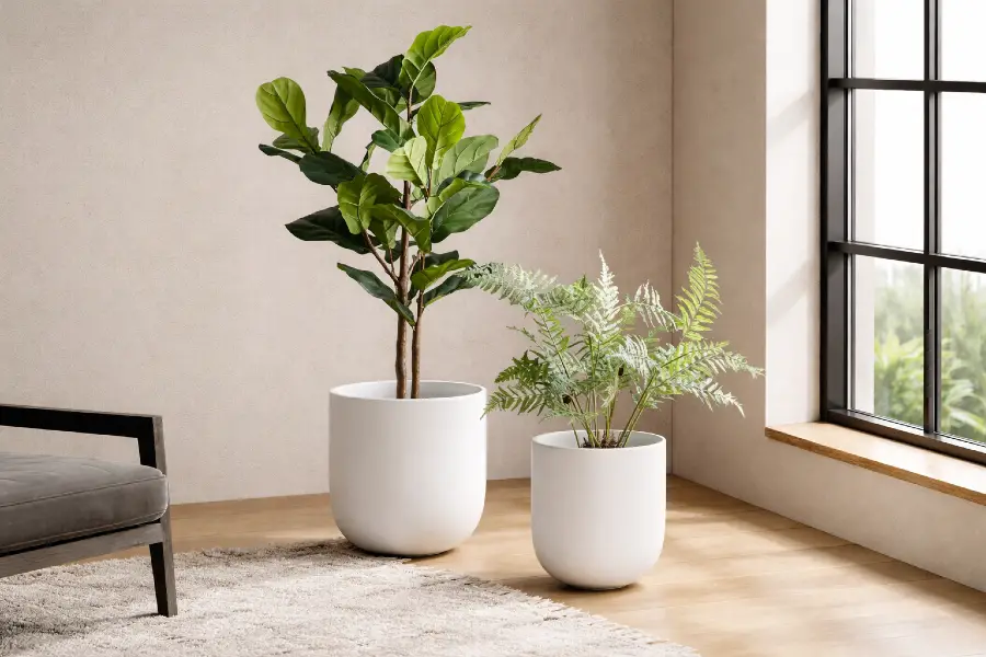 White Planters for Indoor Plants (Modern Indoor Planter Ideas)